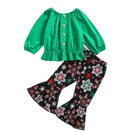 Sunisery Christmas Baby Girls Clothes Sets Long Sleeve Ruffle Decoration Tops Flared Pants Festival Outfits Green 18-24 Months
Sunisery Christmas Baby Girls Clothes Sets Long Sleeve Ruffle Decoration Tops Flared Pants Festival Outfits Green 18-24 Months