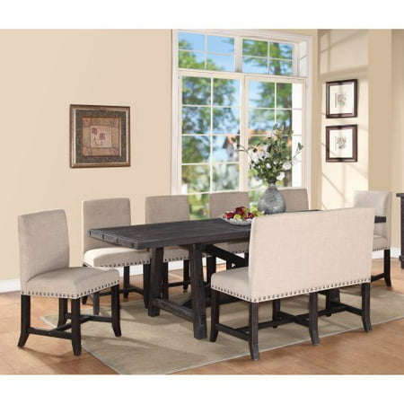 Modus Yosemite 8 Piece Rectangular Dining Table Set with Upholstered Chairs and Settee