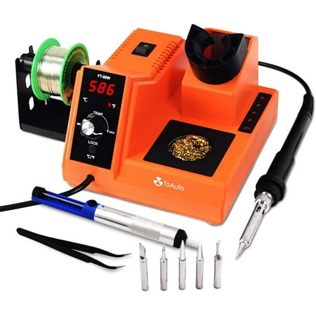 Soldering Station 80W Digital Solder Iron Station Kit with 176°F-896°F Temperature C/F Func Auto Standby & Sleep Temperature Lock 5 Extra Solder Tips Solder Bracket Solder Sucker (Orange)
Soldering Station 80W Digital Solder Iron Station Kit with 176°F-896°F Temperature C/F Func Auto Standby & Sleep Temperature Lock 5 Extra Solder Tips Solder Bracket Solder Sucker (Orange)