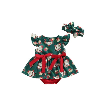 Infant Baby Girls 2pcs Christmas Romper Dress Fly Sleeve Santa Claus Print Ruffle Jumpsuit + Headband Outfits
Infant Baby Girls 2pcs Christmas Romper Dress Fly Sleeve Santa Claus Print Ruffle Jumpsuit + Headband Outfits