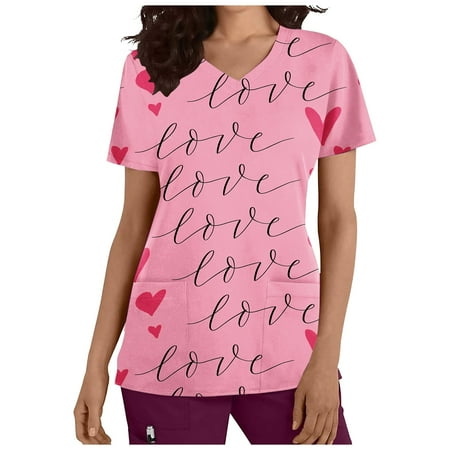 CYMMPU Women s V-Neck Pocketed Scrub_Tops Nurse Workwear Uniform Clearance Going out Tops Summer Tees Short Sleeve Shirts Trendy Valentine s Day Tunic Love Heart Printing Fashion Tshirts Pink XXL
CYMMPU Women s V-Neck Pocketed Scrub_Tops Nurse Workwear Uniform Clearance Going out Tops Summer Tees Short Sleeve Shirts Trendy Valentine s Day Tunic Love Heart Printing Fashion Tshirts Pink XXL