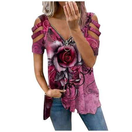 FORHVIPS Sleeveless Tops Clearance for Women Casual Summer Women Low-cut Hollow V-neck Zipper Short Sleeve Print Short-sleeved T-shirt Top Corset Top Hot Pink XL
FORHVIPS Sleeveless Tops Clearance for Women Casual Summer Women Low-cut Hollow V-neck Zipper Short Sleeve Print Short-sleeved T-shirt Top Corset Top Hot Pink XL