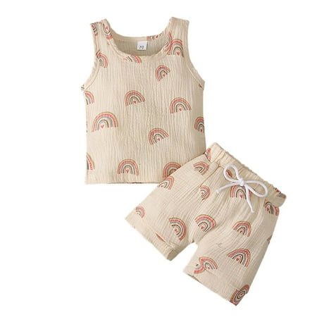 Odeerbi Baby Boy Girl Clothes Toddler Outfit Sleeveless Rainbow Cactus Print Tank Top Shorts Children Two-piece Set Pink
Odeerbi Baby Boy Girl Clothes Toddler Outfit Sleeveless Rainbow Cactus Print Tank Top Shorts Children Two-piece Set Pink