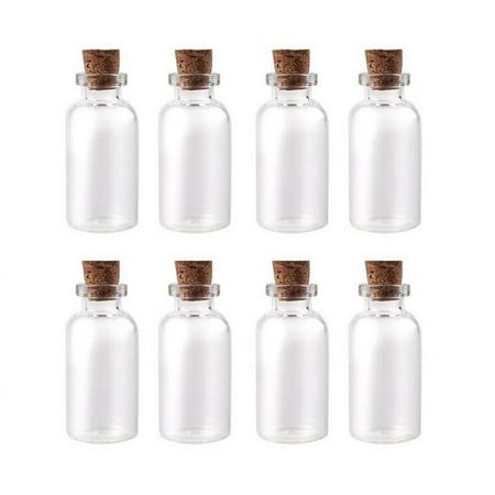 50pcs Mini Glass Bottles Jars with Cork Wish Note Craft Bottle (Clear)