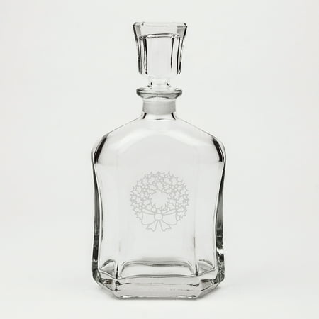 Wreath Deep Etched Crystal Whiskey Decanter
