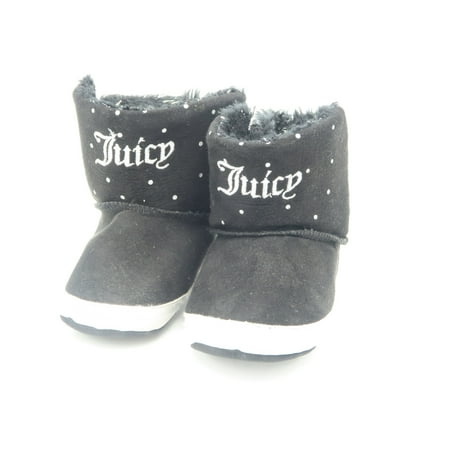 Pre-owned Juicy Couture Girls Black Booties size: *18-24 Months