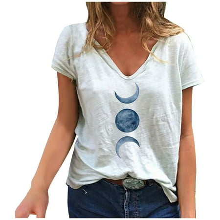 White Blouse for Women Womens Blouses And Tops Dressy Women s Loose Fashion Casual V-neck Print Tops short-Sleeved T-shirt Womens Blouses And Tops Dressy White XL
White Blouse for Women Womens Blouses And Tops Dressy Women s Loose Fashion Casual V-neck Print Tops short-Sleeved T-shirt Womens Blouses And Tops Dressy White XL