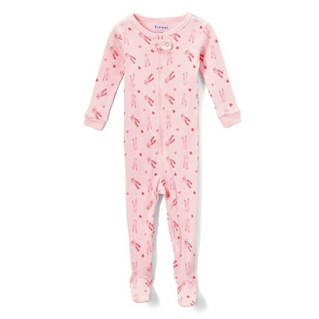 Elowel Baby Girls Footed Little Ballerina Pajama Sleeper 100% Cotton Size 6-12 Months Pink