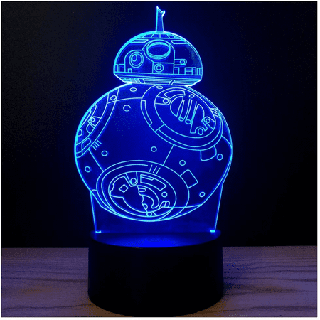 

3D Illusion Platform Night Lights Touch Switch 7 Color Change USB Power LED Desk Lamp for Home Decorations or Holiday Gifts (Bb-8)