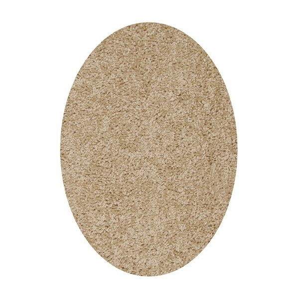 Home Queen Kids Favorite Solid Color Beige 2'X4' Oval - Bathroom Mats
