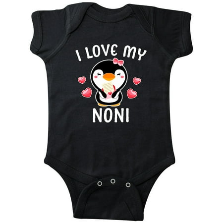 Inktastic I Love My Noni with Cute Penguin and Hearts Gift Baby Girl Bodysuit