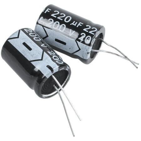 2 Pcs 220uF 200V 105C Electrolytic Capacitors Black 25x18mm