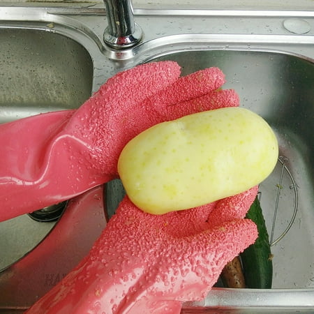 

1 Pair Potato Peeler Gloves Anti-Slip Vegetable Processing Tool Peeling Gloves Utility Kitchen Gadget (Rosy)