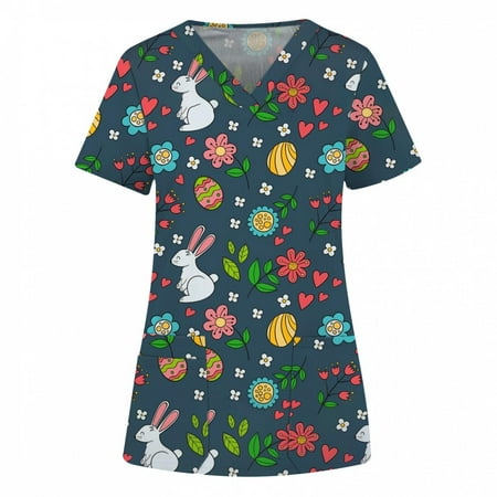 Jovati Womens Nursing Scrub Tops Easter Eggs Bunny Rabbit Printed Working Uniform Short Sleeve V Neck Workwear Blouse T-shirt with Pockets On Clearance
Jovati Womens Nursing Scrub Tops Easter Eggs Bunny Rabbit Printed Working Uniform Short Sleeve V Neck Workwear Blouse T-shirt with Pockets On Clearance