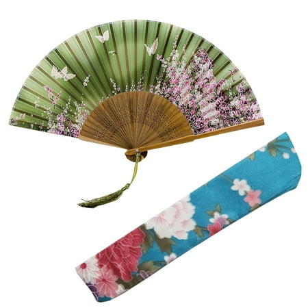 Green Chinese Style Folding Fan with Cloth Bag Brown Bamboo Frame Fan Painted Butterflies Love Flowers
Green Chinese Style Folding Fan with Cloth Bag Brown Bamboo Frame Fan Painted Butterflies Love Flowers