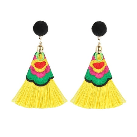 Ethnic Style Creative Golden Silk Tassel Metal Earrings Ladies Jewelry