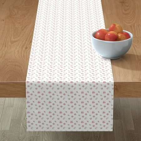 Table Runner Rose Pink Flowers Vintage Nursery Cottage Chic Cute Cotton Sateen