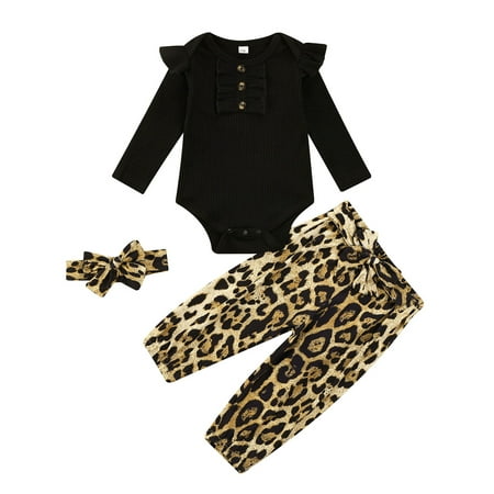 Frobukio Newborn Infant Baby Girl 3Pcs Autumn Clothing Sets Long Sleeve Romper Tops Leopard Long Pants Black Brown 9-12 Months
Frobukio Newborn Infant Baby Girl 3Pcs Autumn Clothing Sets Long Sleeve Romper Tops Leopard Long Pants Black Brown 9-12 Months