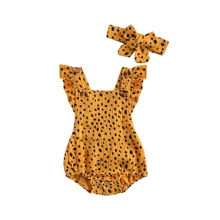 Toddler Summer Outfit Polka Dot Square Neck Sleeveless Ruffled Romper + Headband for Baby Girls
Toddler Summer Outfit Polka Dot Square Neck Sleeveless Ruffled Romper + Headband for Baby Girls