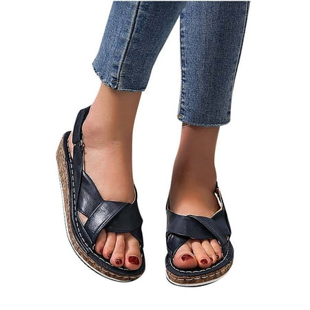 Akklian Women s Summer Comfy Sandals Solid Color Slope Heel Casual Beach Sandals
Akklian Women s Summer Comfy Sandals Solid Color Slope Heel Casual Beach Sandals