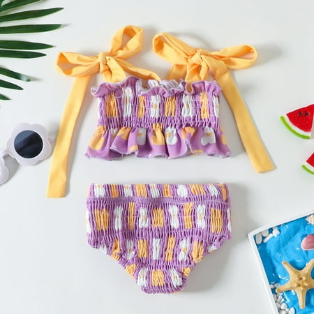Gubotare Summer Toddler Girls Floral Printed Two Piece Swimwear Swimsuit Bikini Kids Swim Suit Purple 18-24 Months
Gubotare Summer Toddler Girls Floral Printed Two Piece Swimwear Swimsuit Bikini Kids Swim Suit Purple 18-24 Months