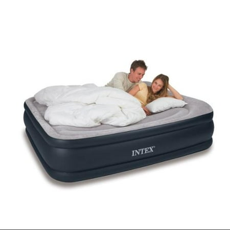 Intex Deluxe Queen Raised Pillow Rest Air Mattress With Built-In Pump | 67737E