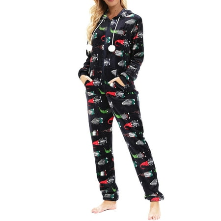 Sunisery Women Christmas Fleece Onesie Jumpsuit Pajamas Hooded Long Sleeves Zipper Hooded Bodysuit Homewear
Sunisery Women Christmas Fleece Onesie Jumpsuit Pajamas Hooded Long Sleeves Zipper Hooded Bodysuit Homewear
