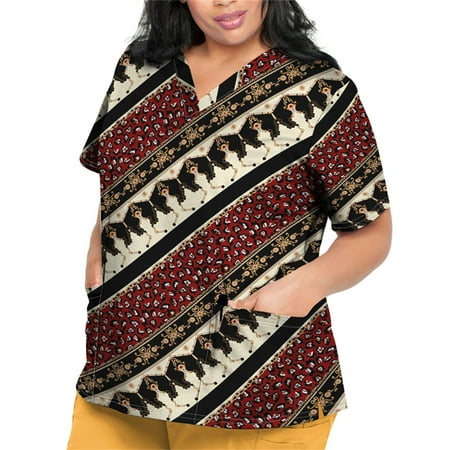 Sksloeg Women Scrubs Tops Plus Size Workwear V Neck Short Sleeve Azik Ethnic Printed Nursing Uniform Pattern Scrubs Shirts with Pockets Khaki XXXXXL
Sksloeg Women Scrubs Tops Plus Size Workwear V Neck Short Sleeve Azik Ethnic Printed Nursing Uniform Pattern Scrubs Shirts with Pockets Khaki XXXXXL