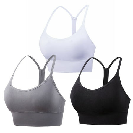 

3PCS Racerback Sports Bras Padded Y-shape Back Cropped Bras for Yoga Workout Fitness Low Impact SET 01 XXL