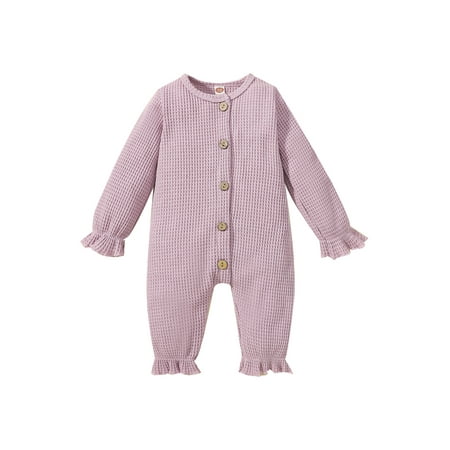 Calsunbaby Infant Baby Girls Autumn Jumpsuit Waffle Plaid Solid Long Sleeve Crewneck Button Down Romper Playsuit
Calsunbaby Infant Baby Girls Autumn Jumpsuit Waffle Plaid Solid Long Sleeve Crewneck Button Down Romper Playsuit