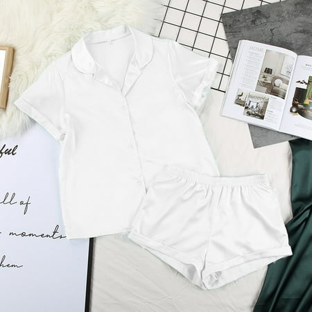 DanceeMangoo Solid Satin Sleepwear Silk Pajamas Set Top And Shorts Two Piece Set Pyjamas Women Pajama Short Sleeve Home Suit Casual
DanceeMangoo Solid Satin Sleepwear Silk Pajamas Set Top And Shorts Two Piece Set Pyjamas Women Pajama Short Sleeve Home Suit Casual