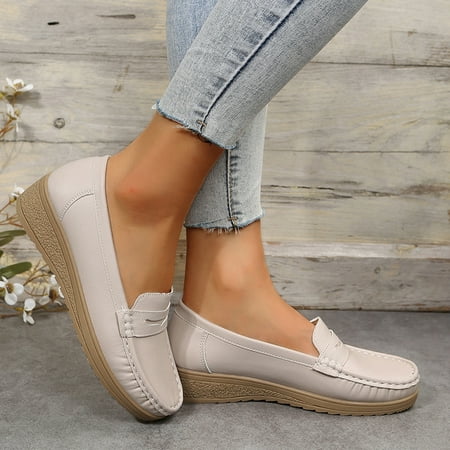 Women‘s Thick Soled Slip-on Loafers Fashion Singles Shoes