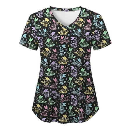 Women Casual Cartoon Bunny Printed Short Sleeve Pocket Loose Top Scrubs Top Uniform Nurses Clothing Workwear Carer Suit Ladies Dailywear
Women Casual Cartoon Bunny Printed Short Sleeve Pocket Loose Top Scrubs Top Uniform Nurses Clothing Workwear Carer Suit Ladies Dailywear