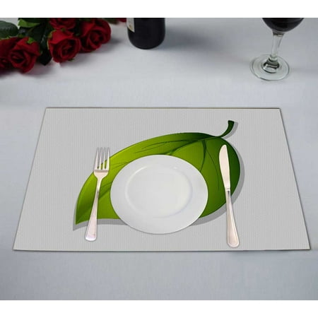 PKQWTM Leaf On White Kitchen Dining Table Mats Placemats Size 12x18 Inches Set of 2 Pieces