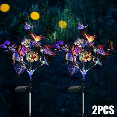 2PCS Solar Butterfly Lights Outdoor Decorative LED Lawn Lamps IP65 Waterproof