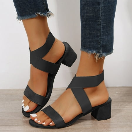 Cathalem Ladies Fashion Solid Color Suede Elastic Belt Open Toe Thick Heel Sandals Womens Summer Sandals Size 8 Black 9
Cathalem Ladies Fashion Solid Color Suede Elastic Belt Open Toe Thick Heel Sandals Womens Summer Sandals Size 8 Black 9