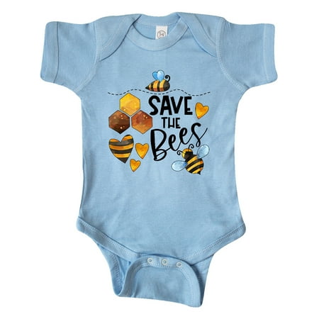 Inktastic Save the Bees Cute Bees and Hearts Gift Baby Boy or Baby Girl Bodysuit