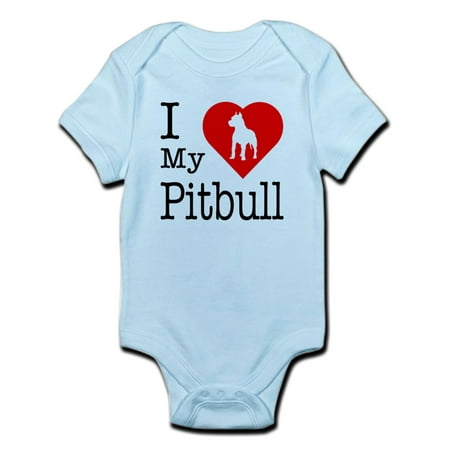 CafePress - I Love My Pitbull Terrier Infant Bodysuit - Baby Light Bodysuit