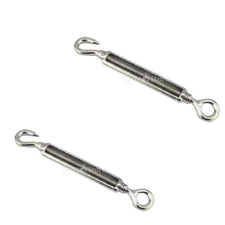 2pcs Eye Turnbuckle Galvanized Hook Wire Rope Tension Steel .8inch