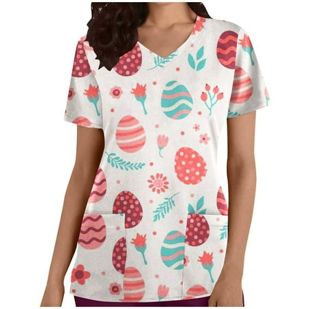 muxika Scrubs Tops Woman Solid V-Neck Short Sleeve T-Shirt Printing Loose Blouse Tops
muxika Scrubs Tops Woman Solid V-Neck Short Sleeve T-Shirt Printing Loose Blouse Tops