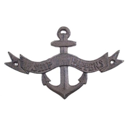 8 in. Ship Happens Anchor Sign - Cast Iron