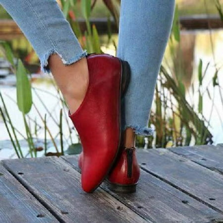 Homeex Low Heel Casual Women s Shoes Mid Mouth Red 43