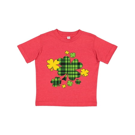 Inktastic St. Patrick s Day Plaid Green and Yellow Shamrocks Gift Toddler Boy or Toddler Girl T-Shirt