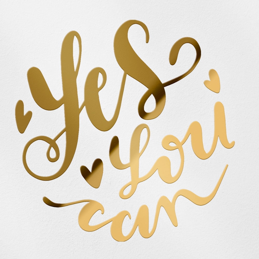 Transparent Decal Stickers Of Yes Metallic Gold Premium Waterproof