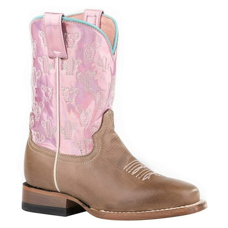Roper Boys 09-018-7022-8259 Kids Pink Looking Glass Cowgirl Boot 2 Tan