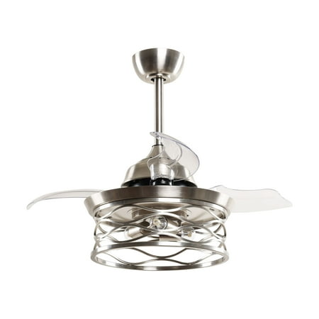 Ceiling Fan with Light Modern Retractable Blades Ceiling Fan with Remote Control 36 inch Brushed Nickel
Ceiling Fan with Light Modern Retractable Blades Ceiling Fan with Remote Control 36 inch Brushed Nickel