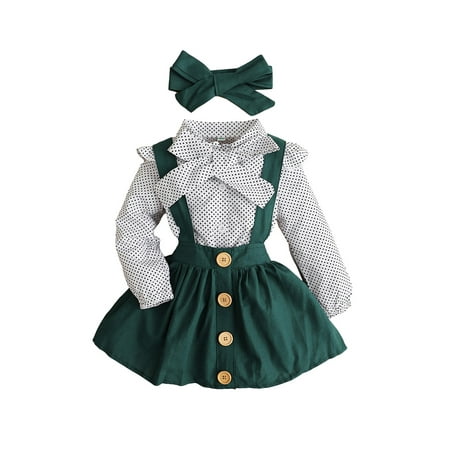 Toddler Girl Outfits Long Sleeve Shirt Overall Skirt Headband Set School Uniform Dress
Toddler Girl Outfits Long Sleeve Shirt Overall Skirt Headband Set School Uniform Dress