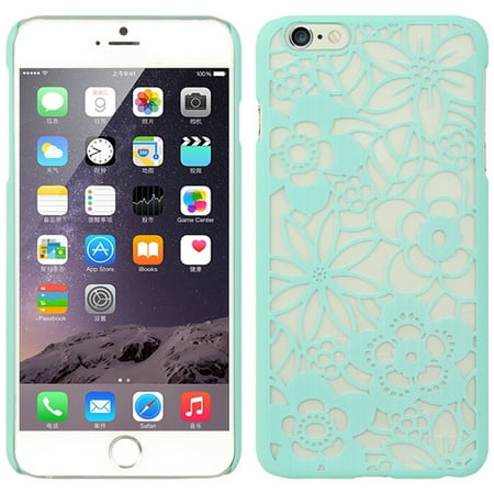 Insten Flowers Hard Rubber Case for Apple iPhone 6s Plus / 6 Plus - Teal