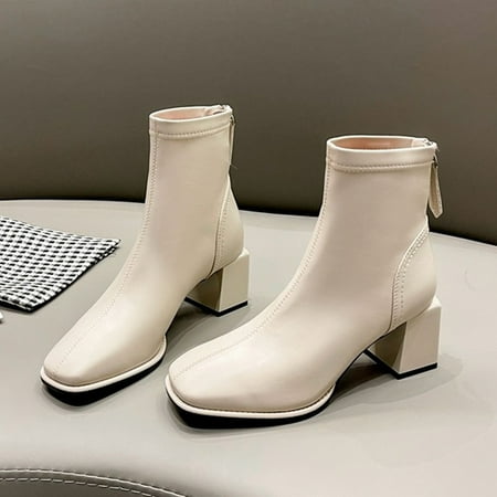 ERTUTUYI Fashion Women Artificial Leather Solid Color Autumn Thick Sole Square Heels Zipper Short Booties Round Toe Shoes White 38
ERTUTUYI Fashion Women Artificial Leather Solid Color Autumn Thick Sole Square Heels Zipper Short Booties Round Toe Shoes White 38