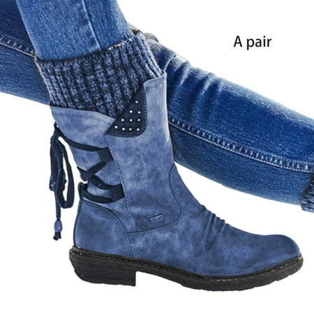 OOKWE Women Autumn Winter Knitting Patchwork Faux Leather Boots Zipper Buckle for Cross Lace-Up Back Flat Heel Mid-Calf Ankle Booties Shoes 36-43
OOKWE Women Autumn Winter Knitting Patchwork Faux Leather Boots Zipper Buckle for Cross Lace-Up Back Flat Heel Mid-Calf Ankle Booties Shoes 36-43